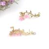 1 Par de Pendientes de Cartílago con Pedrería Brillante Forma de Rama de Flor Rosa Joyería de Moda