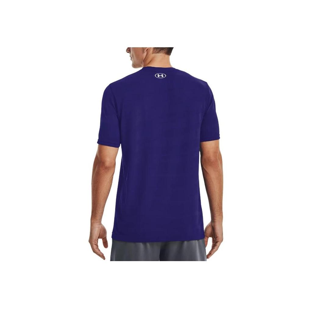 Under Armour Solid Color Crew Neck Loose Short Sleeve T-Shirt Men Tops Sonar-Blue 1373726-468