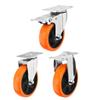 3" / 4" /5'' Wheel Swivel Casters PVC Blackheart Orange Face Furniture Castor dual-axis Brakes Industrial wheels Table Shelf