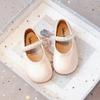 Chaussures en Cuir pour Petites Filles Souples Mary Janes pour Enfants avec Perles Perlé Chic Princesse Doux Simples Ballerines pour Enfants Blanches pour Mariage