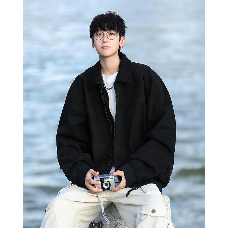 Spring and Autumn New American Cargo Jacket, Loose Men's Lapels, Versatile Men's Ruffian Jacket, Trendy Men's Clothing