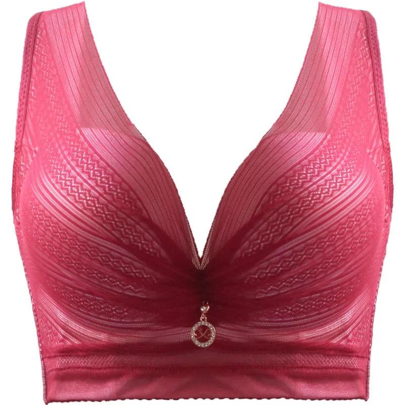 Sexy Deep V Bra Big Size Full Coverage Bras Push Up Brassiere Floral Lace Non Padded Lingerie46 48 50DE Cup Underwear for Women