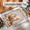 Gnome Theme Crystal Velvet Rug Personalized Custom Name Text Soft Floor Mat Home Decor