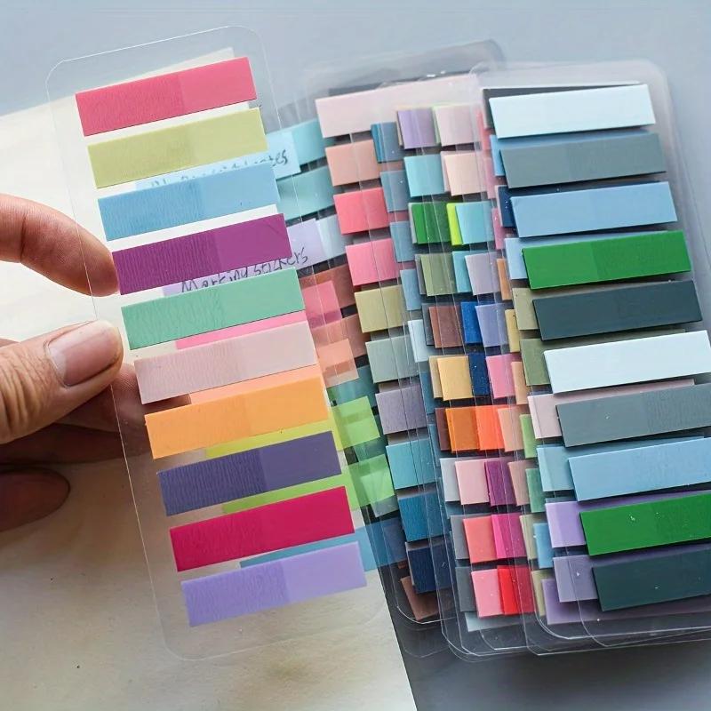 Europäische Retro Fluoreszierende PET Transparente Selbstklebende Haftnotizen - Morandi Farbkodierte Rechteckige Index-Etiketten