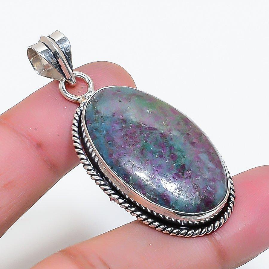 Natural Ruby Fuchsite Gemstone 925 Sterling Silver Jewelry Pendant 1.89 AP-15875
