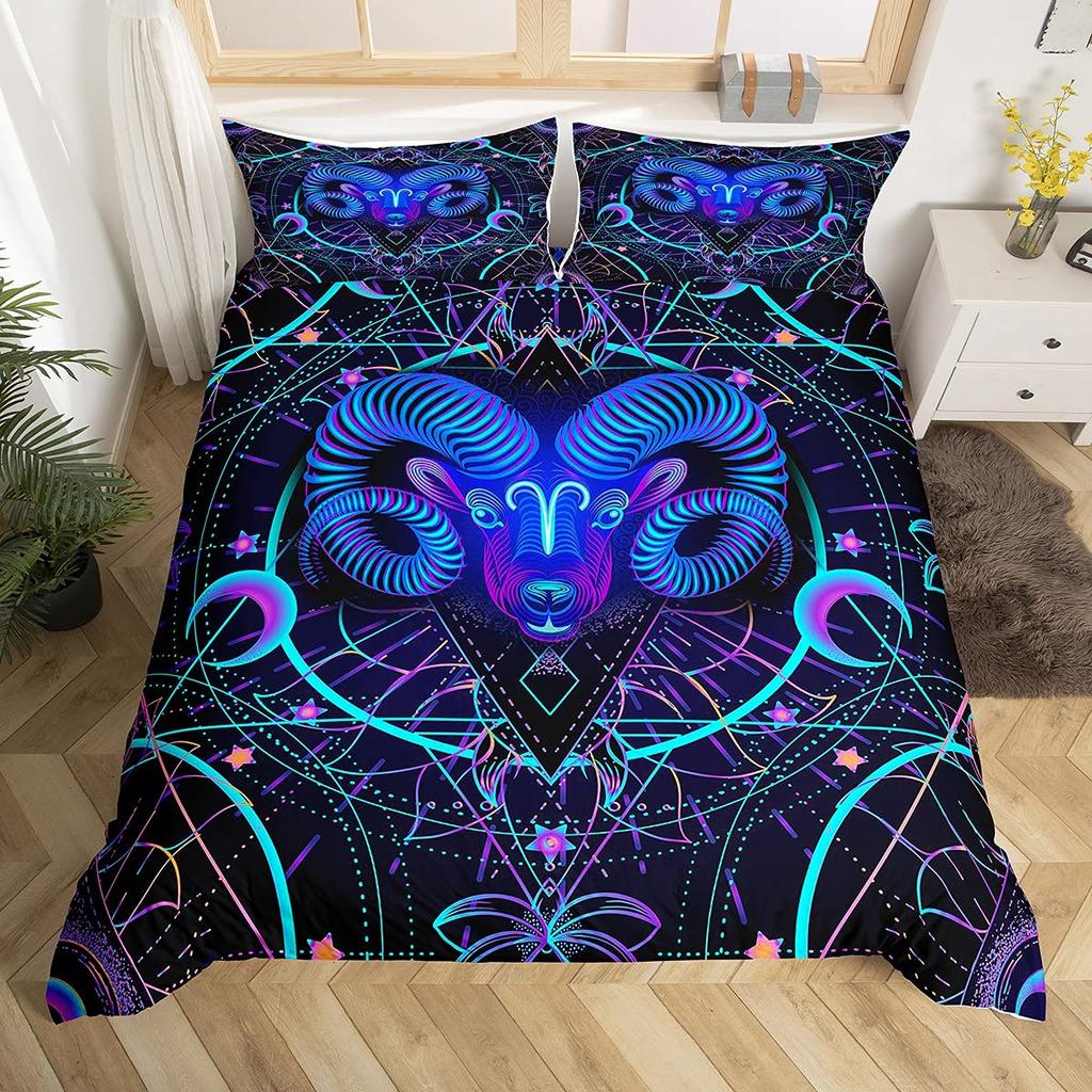 Gemini King Queen Duvet Cover Constellation Horoscope Comforter Cover Astrology Galaxy Bedding Set Star Polyester Quilt Cover