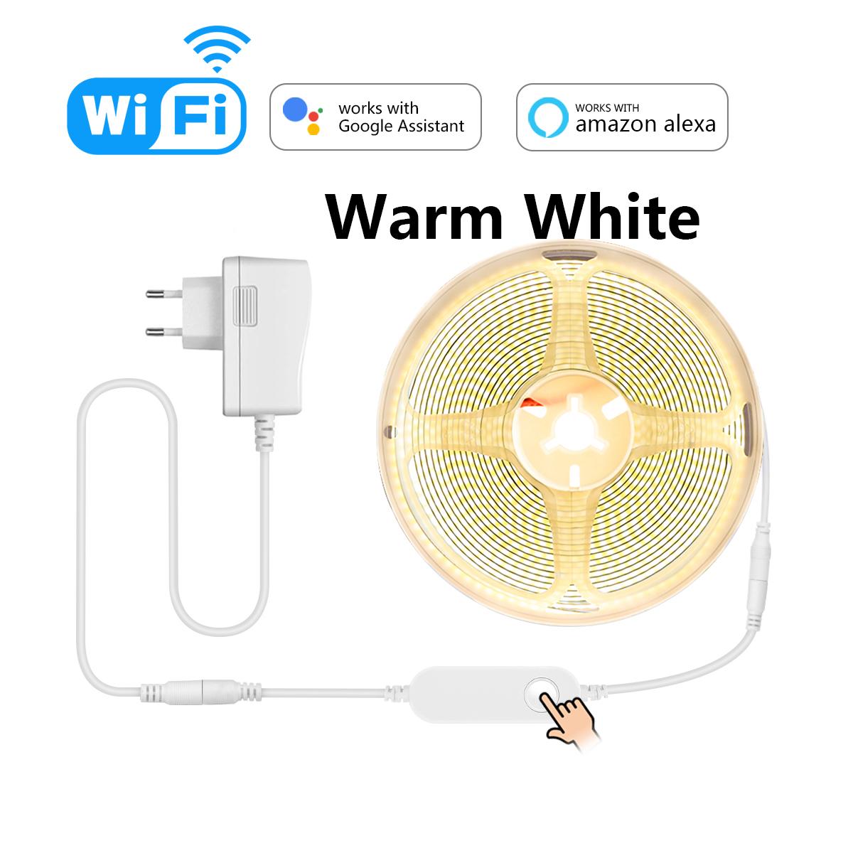 

MALITAI Высокая интенсивность COB Светодиодная лента Tuya Smart Life Wi-Fi Управление приложением Гибкая лента COB с неоновой подсветкой Работает с Alexa Google Home ЕС Plug 1M-EU Plug Set