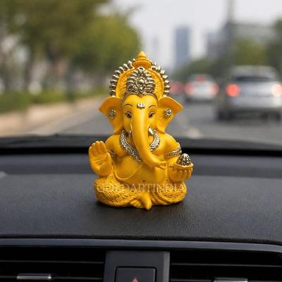 Mango Terracotta Finish Ganesha for Car Dashboard Home Decor Gifting Diwali Birthday Festivals 3.5 X 2 Inches