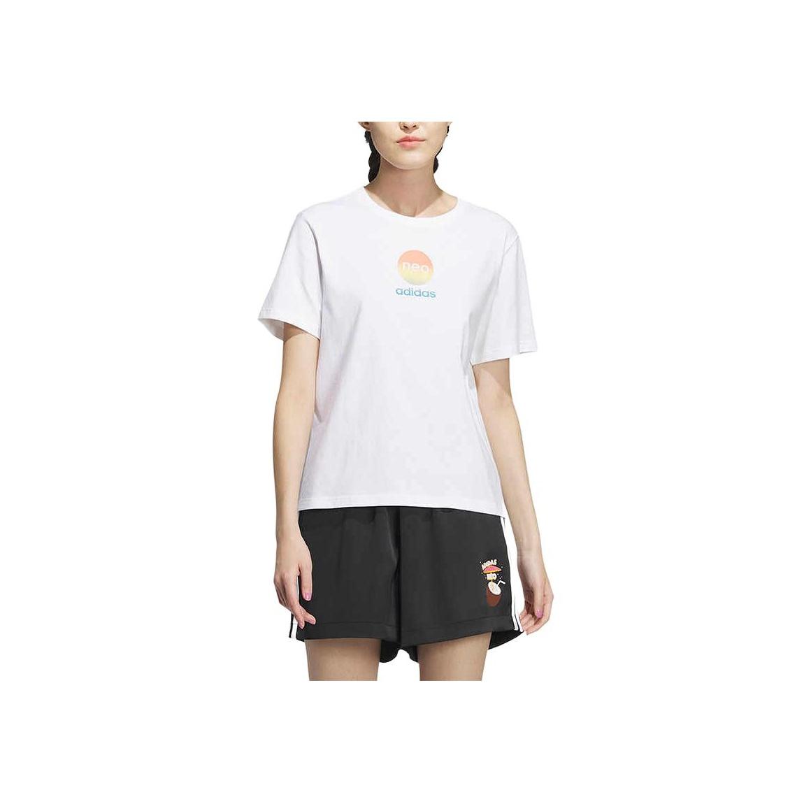 

Adidas Neo Pure Color с круглым вырезом, пуловер с коротким рукавом, женские топы, белый IP3875 L