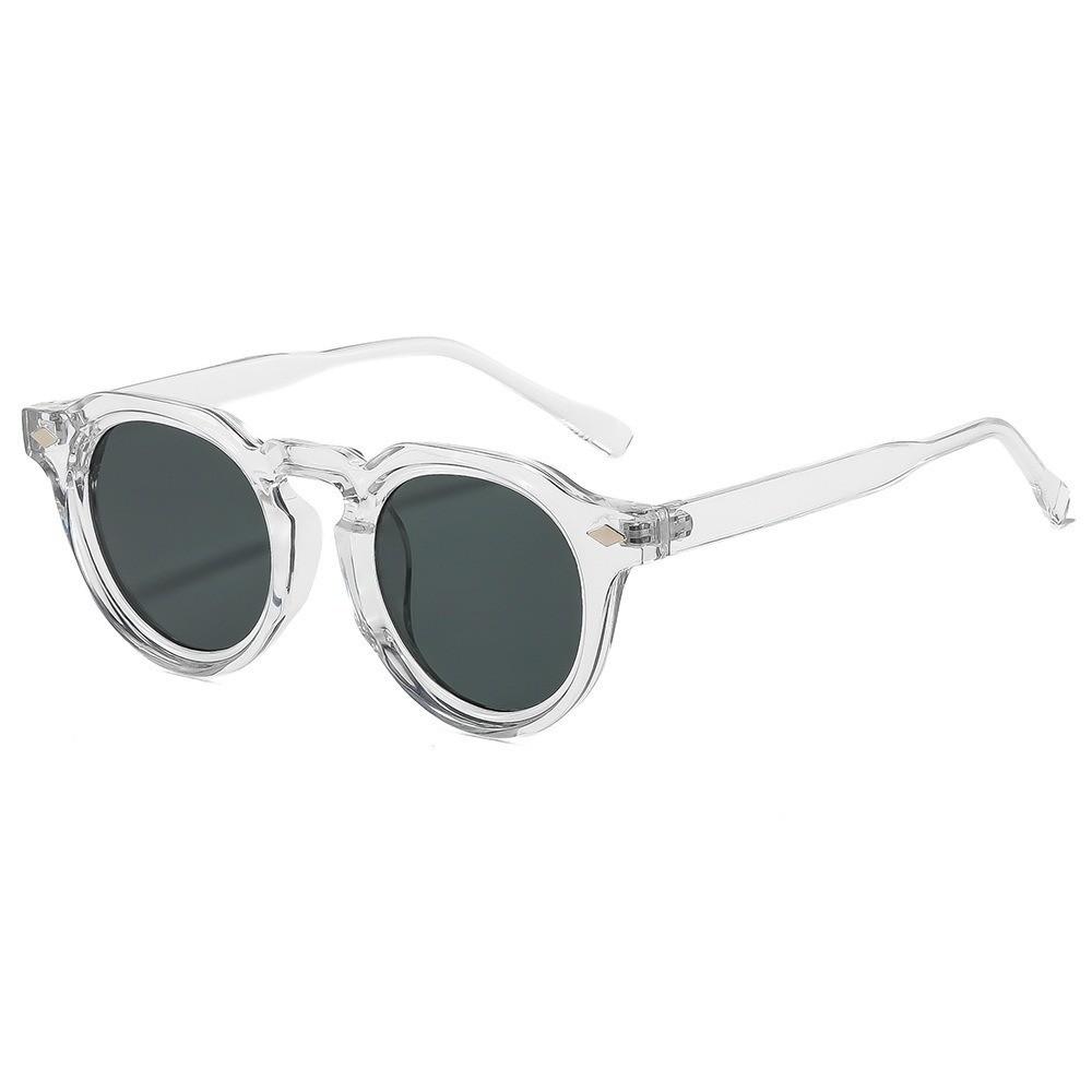Retro Round Frame Black Sunglasses For Men Women Uv400 Protection Fashion Accessory
