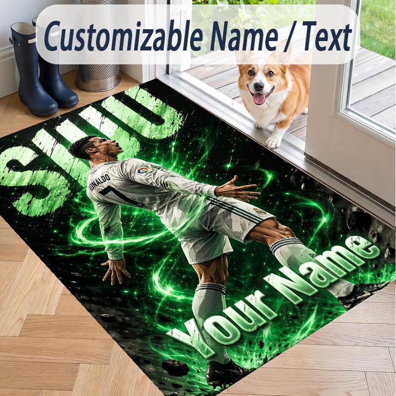 Custom Text Printed Rug Cristiano Ronaldo Non Slip Floor Carpet For Home Room Decor