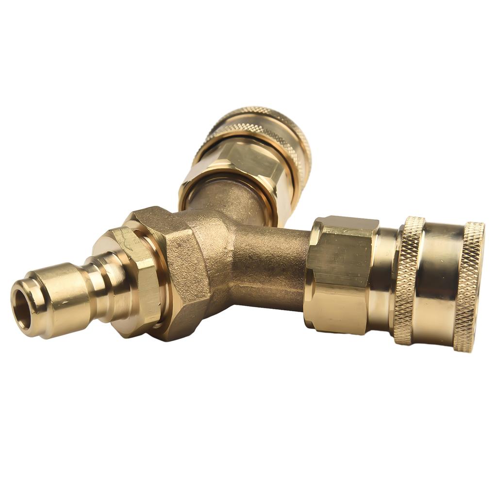 Three-way Converts Washer Tee Splitter Gold Splitter 14.8mm 4000 PSI Two Washing Machines High-pressure Washer