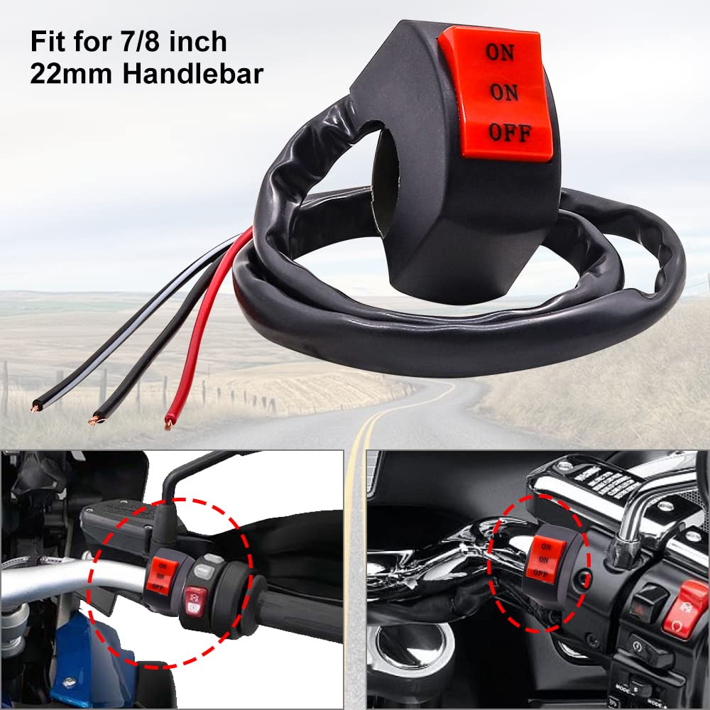 2Pcs Motorcycle Handlebar Switch 7/8" 12V ATV Handlebar for Motorbike Light Bike Light Spotlight 3 Position Control