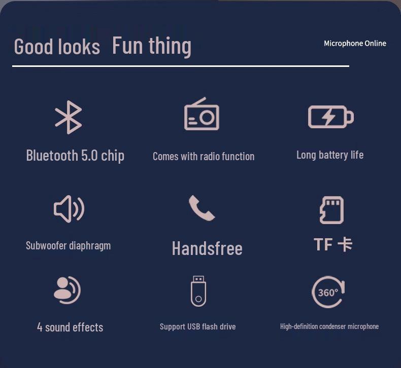 WS-898 Bluetooth Wireless Home Microphone with Built-in Speaker for Karaoke Apps