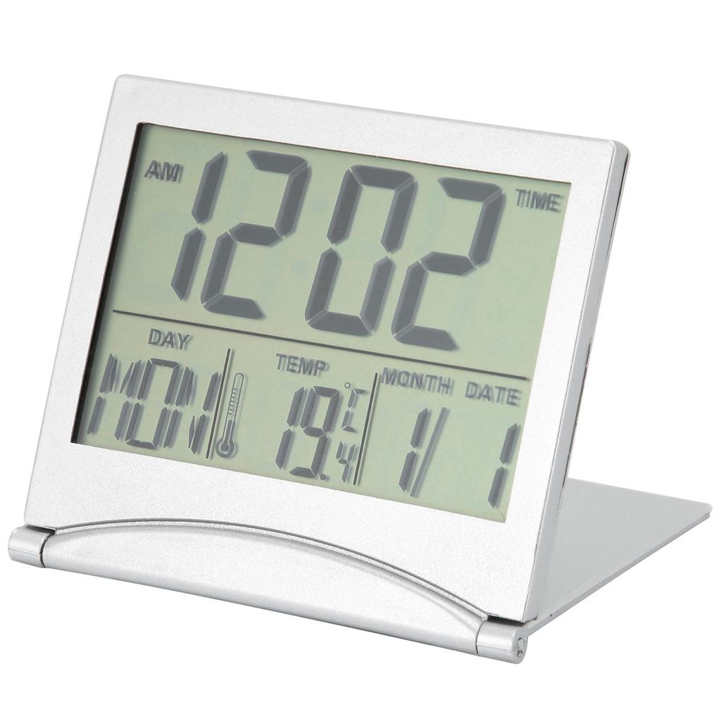 Electronic Compact Desk Alarm Clock Foldable Calendar Temperature Timer Clock for Travel