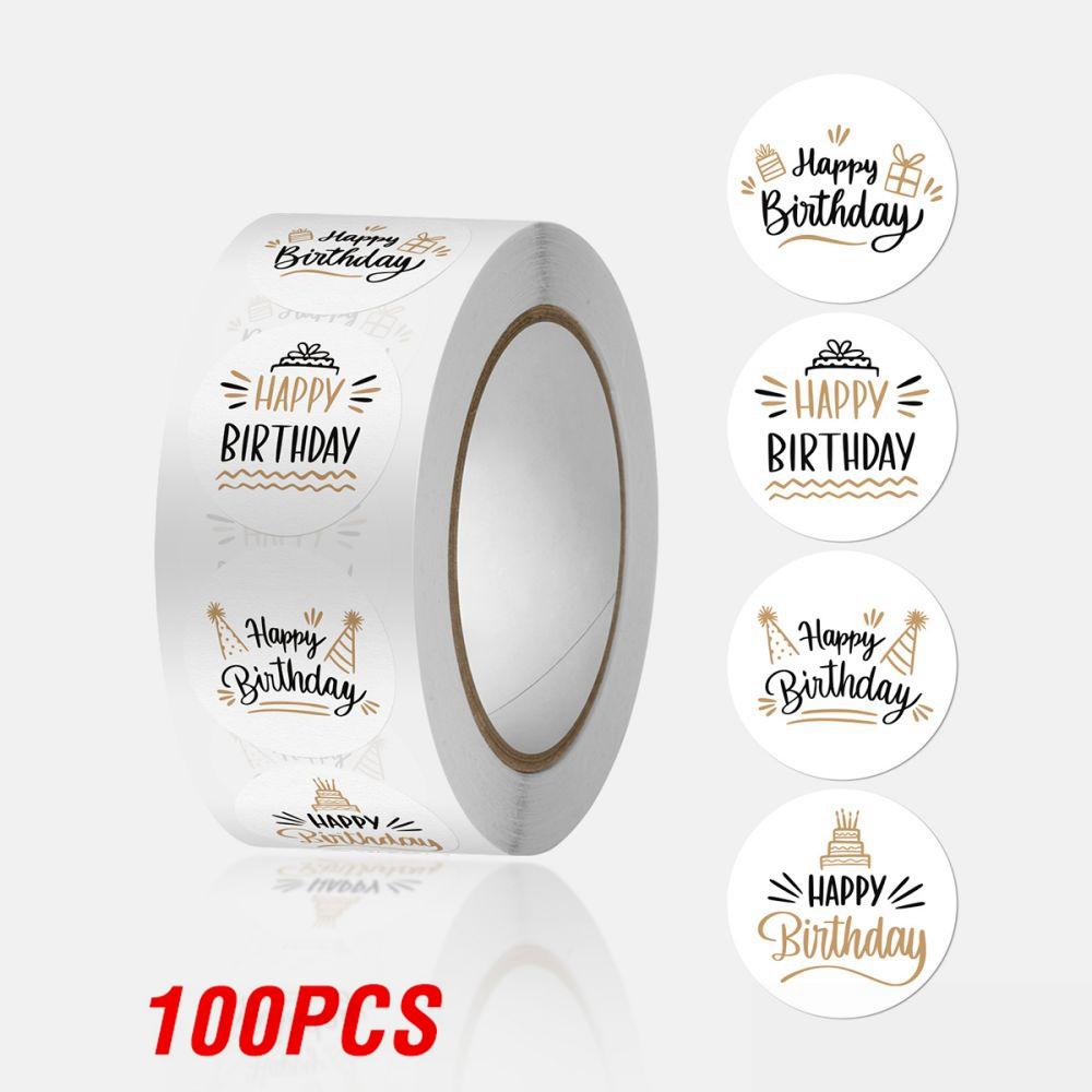100-500Pcs First-Class Happy Birthday Superior-Grade Cake First-Class Party Superior-Grade Sticker Superior-Grade Creative Premium-Quality