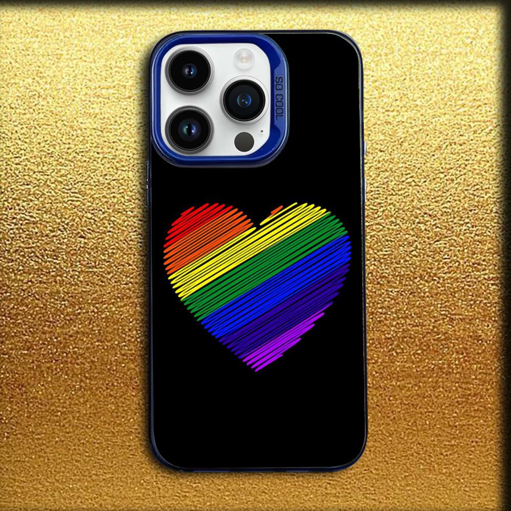 Gay Lesbian LGBT Rainbow Phone Case For iPhone 16,15,14,13,12,11,Mini,Pro,MAX Blue Matte Silicone Cover