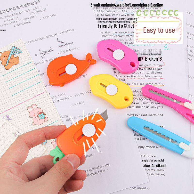 Colored Mini Box Cutter: Portable Craft Knife for Students & Package Opening