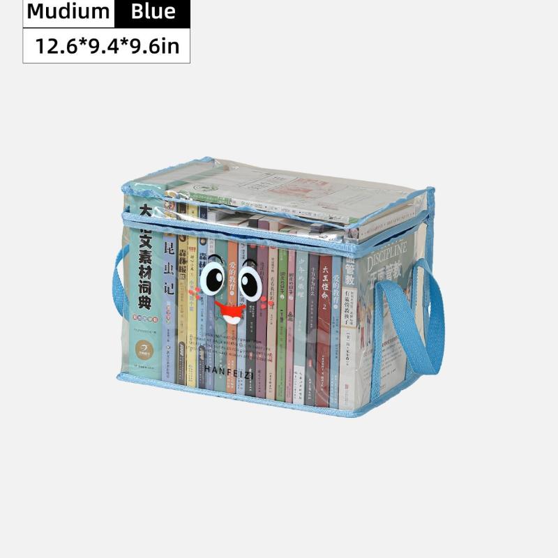 Transparent PVC Book Storage Box With Sturdy Handles And Large Capacity Perfect For Home Office School Dorm Storage
