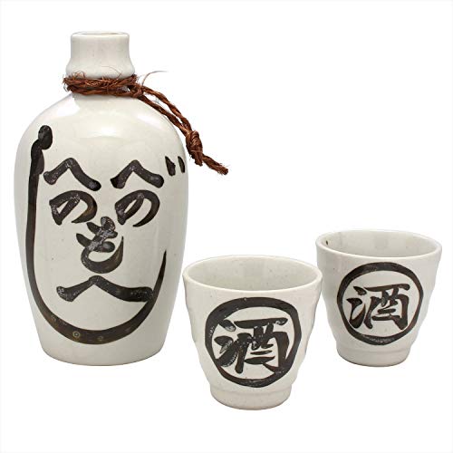 

Mino Ware E-00205 Folk Art Sake Bowl Set, White