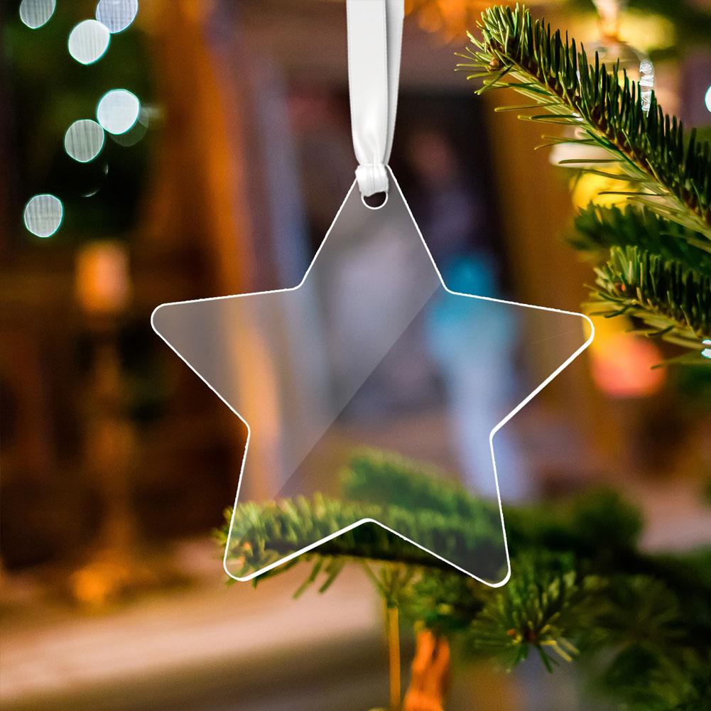 10PCS Transparent Acrylic Christmas Decoration Snowflake Drilled Holes Blank Acrylic DIY Painting Christmas Tree Pendant