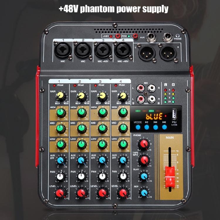 6Channel Audios Mixer USB Mixing Board With Wireless Streaming Audios Effect Basses/Trebles Controls For Podcast Setups
