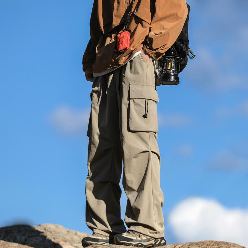 Men's High Street Tactical Cargo Pants - Autumn/Winter Pleated Outdoor Style