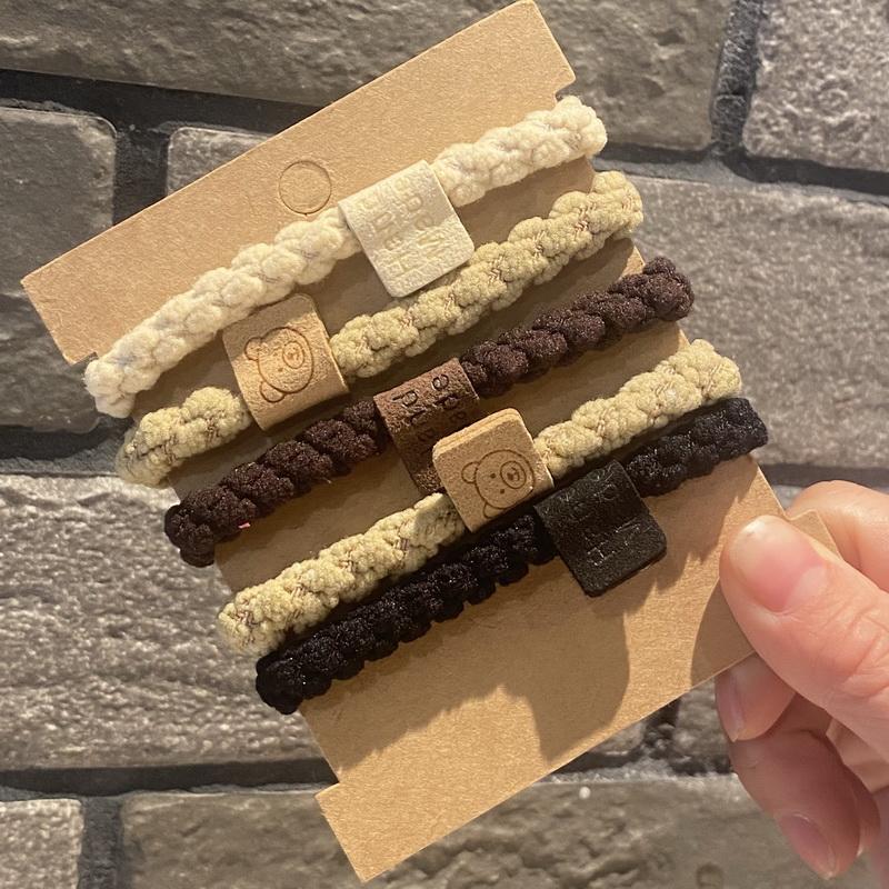 1set Simple high elastic hair rubber bands for women black thick hair tie heart hairband scrunchie set pack girls hair acesories