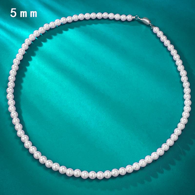 Zhiyi Jewelry Elegant 8mm Vintage Pearl Necklace with French Chain