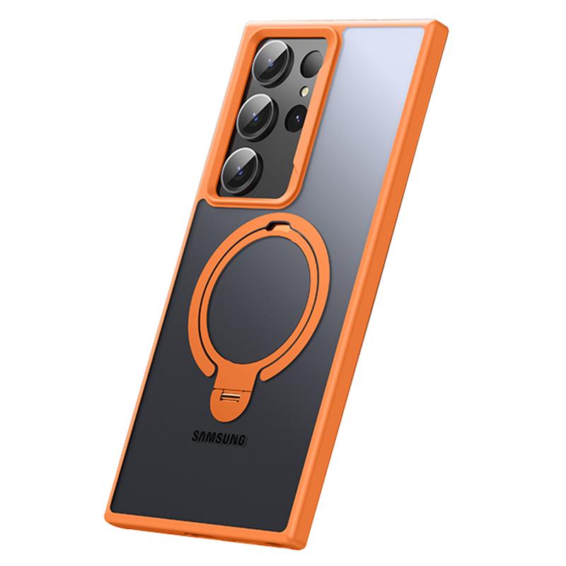 For Samsung Galaxy S24 Ultra Phone Case Magnetic Ring Kickstand Anti-shock Cover Compatible with MagSafe