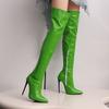 New Women's Boots  Red Heels Over The Knee Boot Sexy Patent Leather Side Zipper Nightclub Dance Long Boots Party Women Shoes