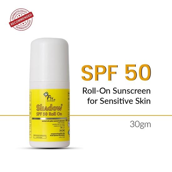 Fixderma Shadow Spf 50 Roll-On, crème solaire visage Spf 50, protection UVB, pour femmes et hommes - 30 g - Combinaison