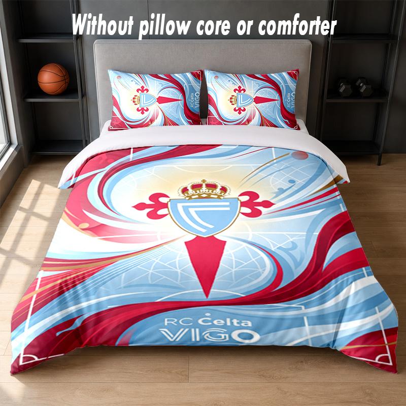 Celta Vigo FC Design Bed Bedding Set 1 Duvet Cover + 2 Pillowcases Soft Breathable Household Bed Linens