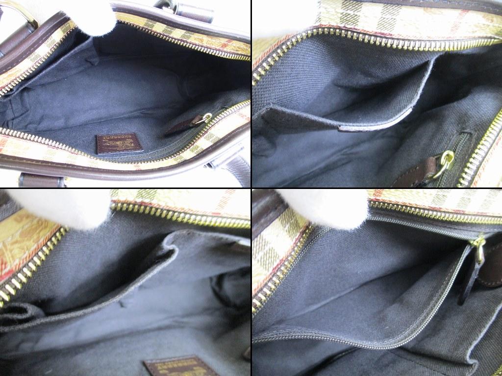 Authentic BURBERRY Hymarket Check Brown PVC Hand Bag Tote Bag Purse #7785 Seller Refurbished