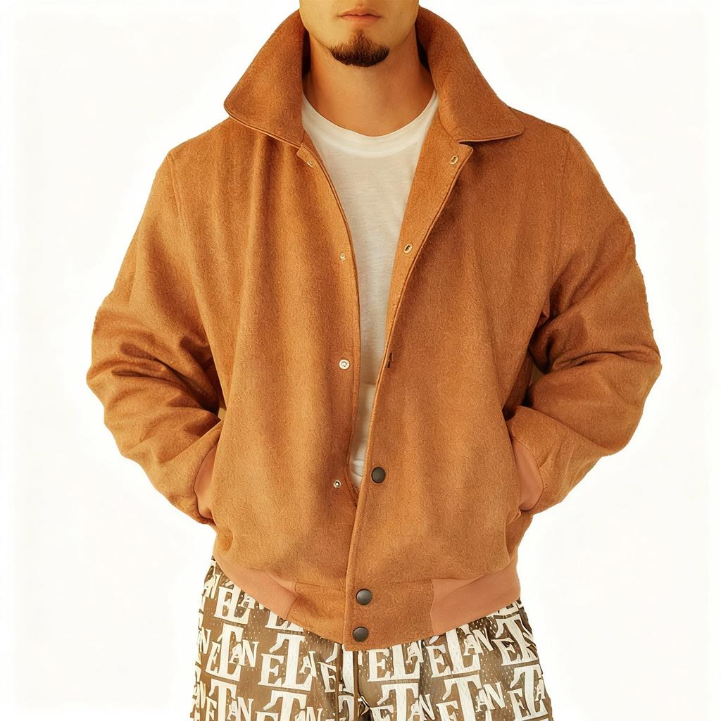 Men's Fall Suede Lapel Loose Drop Shoulder Solid Color Jacket Leather Biker Jacket Men Mens