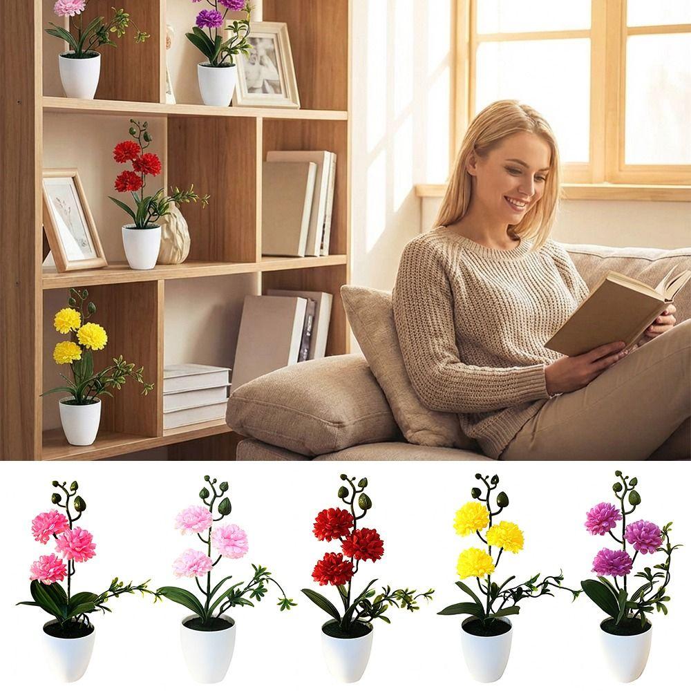 Small Ball Chrysanthemum Artificial Flower Bonsai Multicolor Photo Props Faux Chrysanthemum Flowerpotted Plastic