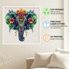 Elephant With Flowers Wooden Puzzle Irregular Small Animal Pieces Flat Wooden Puzzle