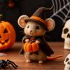 2025 New Cartoon Wool Felt Mouse Pocket Handmade Halloween Cute Ghost Pumpkin Mouse Felt Ornament DIY Finished Product