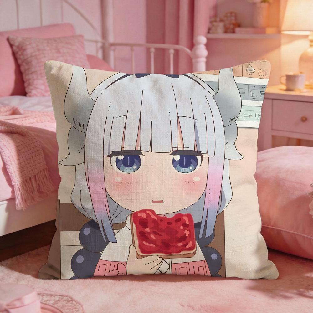 Miss Kobayashis DDragon Maids Cushion Cover Premium Comfort Reversible Pillow CoveTwo In One Design For Any Room  Car Interior