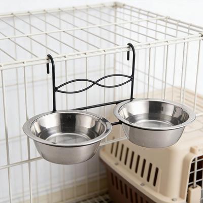 Hängende Futter- und Wassernapf-Doppelpackung für Haustiere mit stabilem Edelstahlhalter für Hundekäfige,