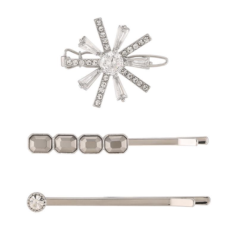 Kenjie Copper-Inlaid Zircon Rainbow Hair Clip Set for Women - Stylish European and American Letter Design