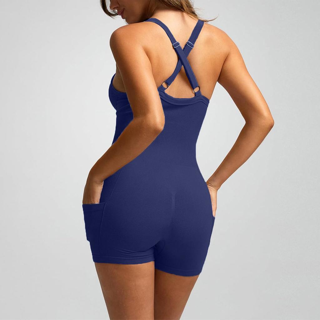 Women's Fashionable Color Round Neck Tight Back Yoga Suit Yoga Jumpsuit