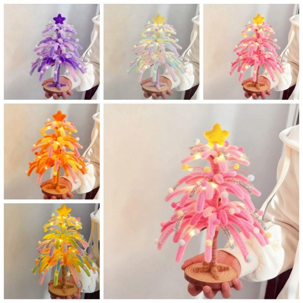 Colorful DIY Christmas Tree Making Kit Handmade Twisty Stick Weaving Set Tabletop Xmas Tree Desk