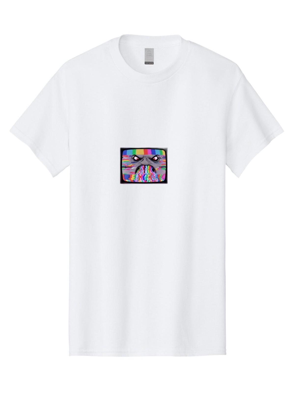 Tv-Static-Face Mens Graphic Tee, 100% Cotton, Casual Summer Wear S разноцветный