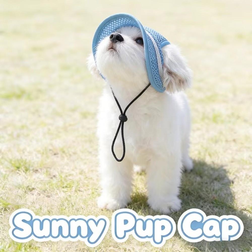 Adjustable Strap Puppy Sun Protection Cap with Ear Holes Cat Baseball Cap Daily Wear