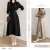 MaadeaNoeTe Long Sleeve Dress with Korean Plus Solid Perfect for Winter Women's A-Line Waistband, Style, Flattering, Size, Casual, Slimming, Elegant,