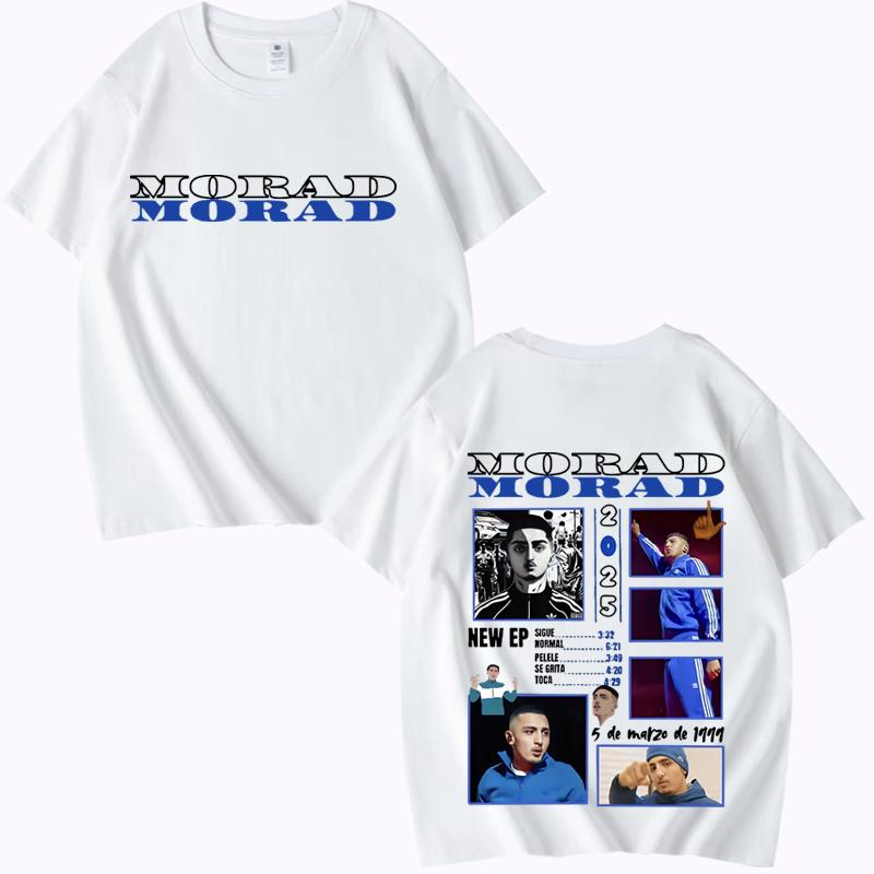 Rapper Morad MDLR 2025 Tour Merch Trička muži ženy Oversized 100% Bavlna Módní krátký rukáv Léto Unisex nadměrná velikost topy