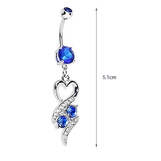 Mode Chirurgenstahl Herz Strass Bauchnabelpiercing Nabelschmuck