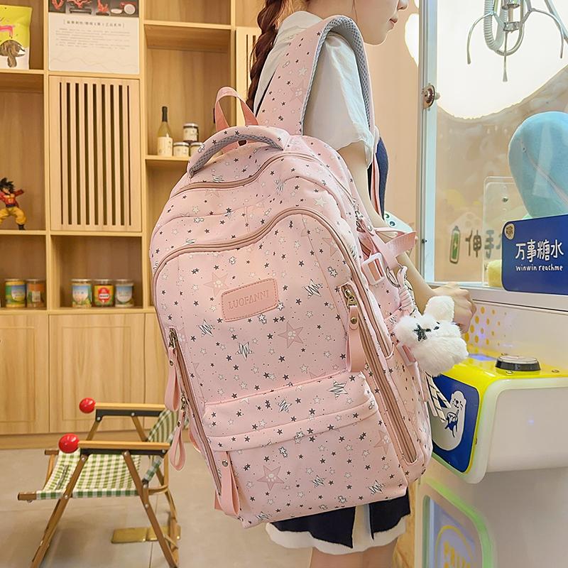 Student Schoolbag Star Printed Backpack Junior High School Student Class Backpack
