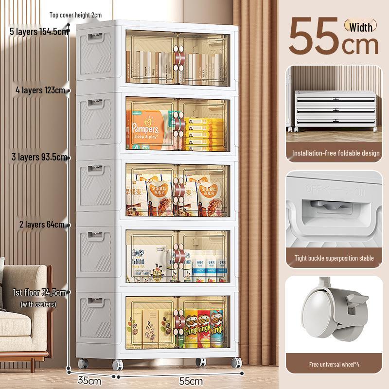 Folding Multi-Layer Storage Cabinet for Living Room - Organize Children's Clothes, Snacks, and More